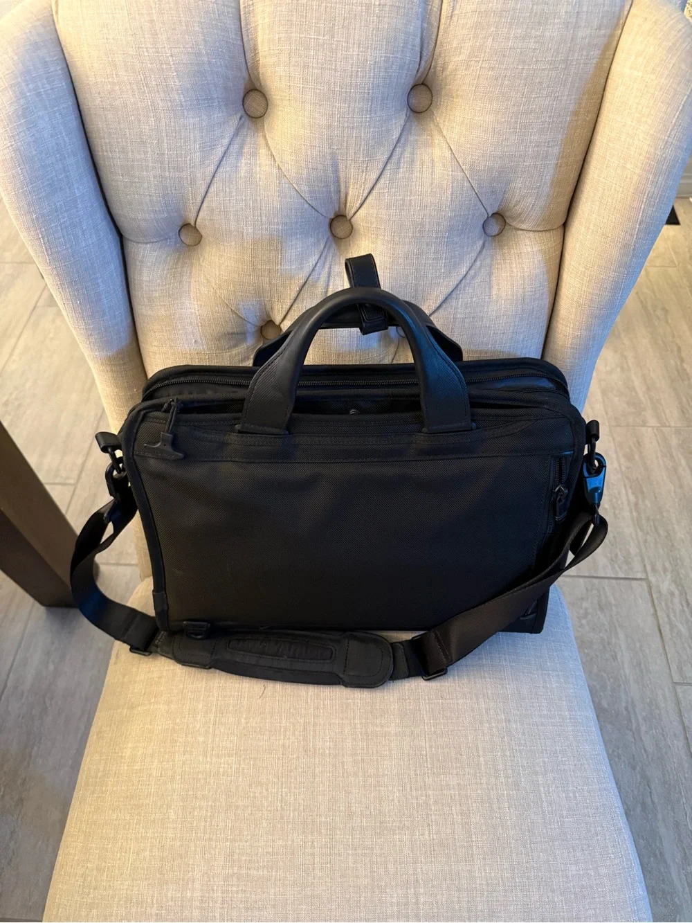 Tumi Black Alpha Briefcase with Shoulder Strap
